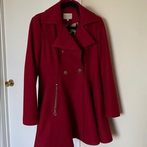 Laundry skirted red peacoat